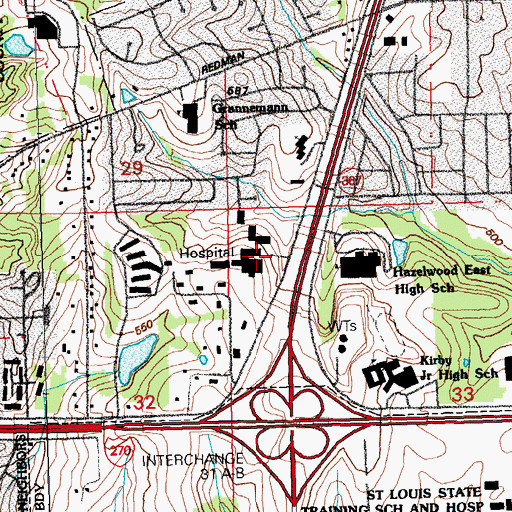 Topographic Map of Christian Hospital, MO