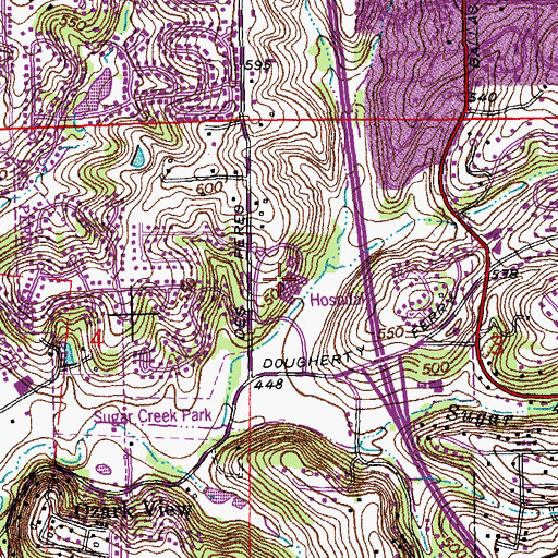 Topographic Map of Des Peres Hospital, MO