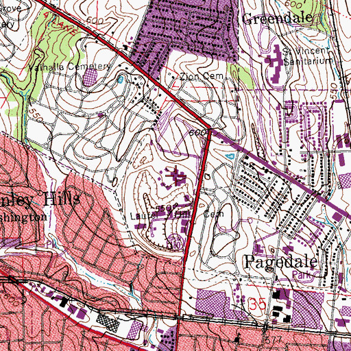 Topographic Map of Hawthorne Childrens Psychiatric Hospital, MO