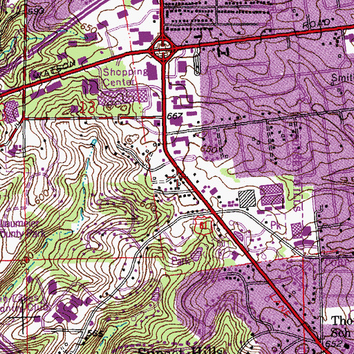 Topographic Map of Missouri Baptist Health Care Center at Sunset Hills, MO