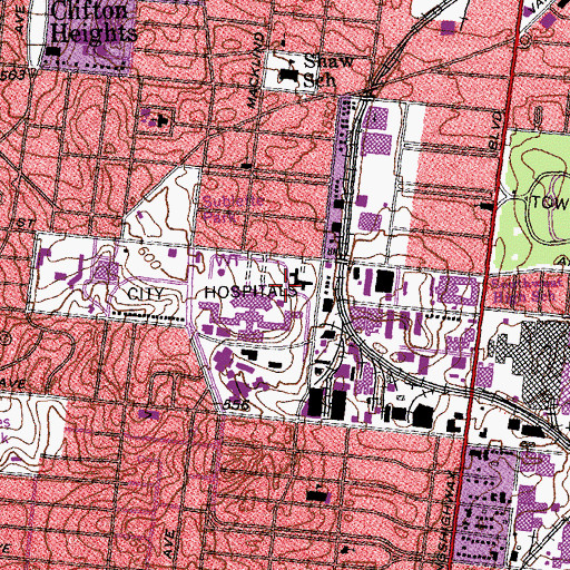 Topographic Map of Saint Louis Psychiatric Rehabilitation Medical Center, MO