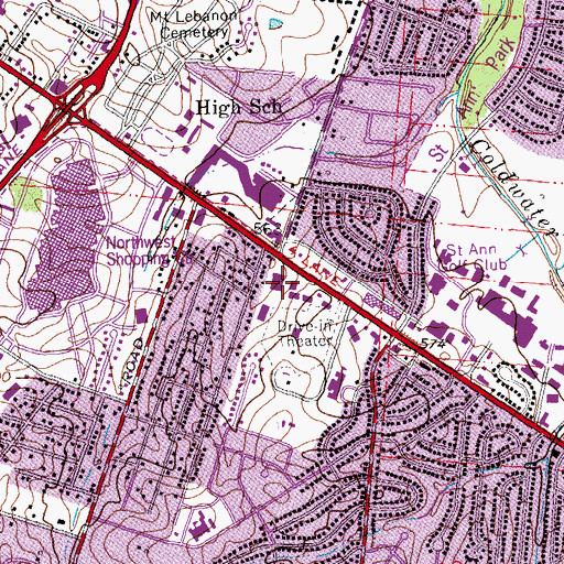Topographic Map of Airway Centre Shopping Center, MO