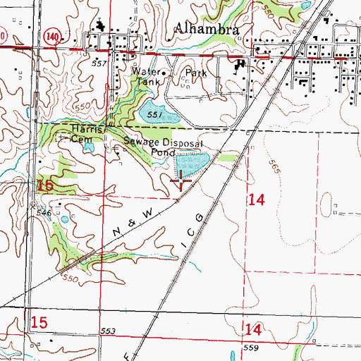 Topographic Map of Alhambra Sewage Treatment Plant, IL