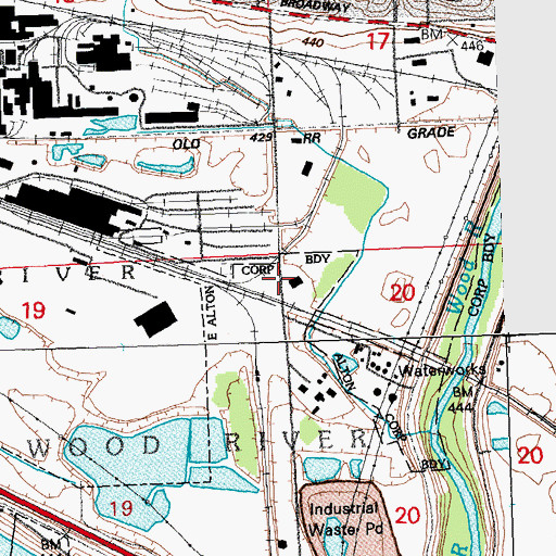 Topographic Map of Alton Sewage Treatment Plant, IL