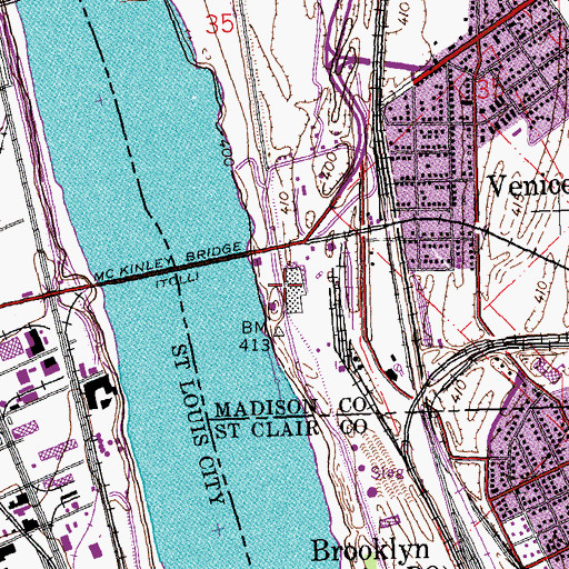 Topographic Map of Amerenue-Venice Power Plant, IL