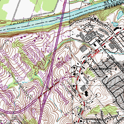 Topographic Map of Arnold Crossroads Shopping Center, MO