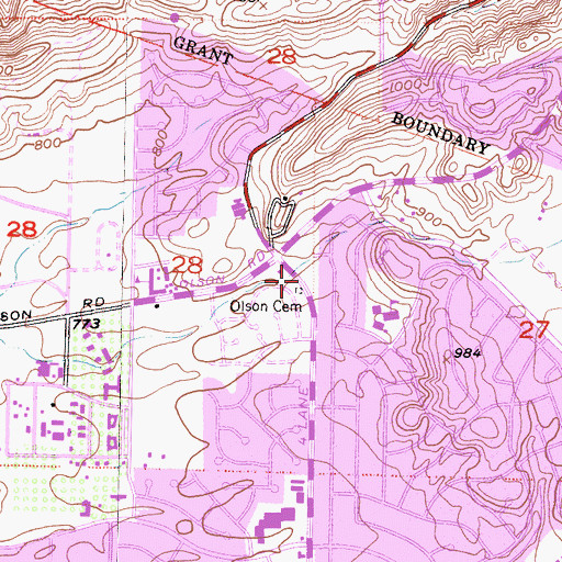 Topographic Map of Olson Cemetery, CA