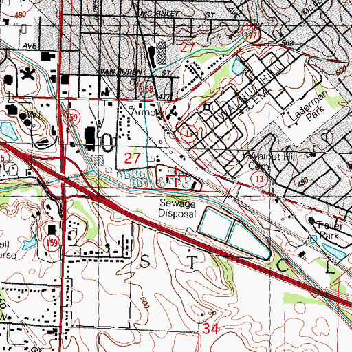 Topographic Map of Belleview Sewage Treatment Plant Number 1, IL