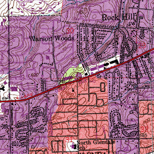 Topographic Map of Bennett Hills Shopping Center, MO