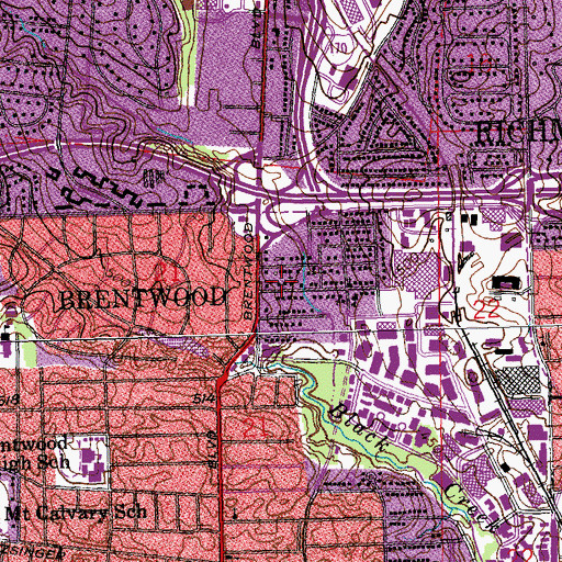 Topographic Map of Brentwood Square Shopping Center, MO