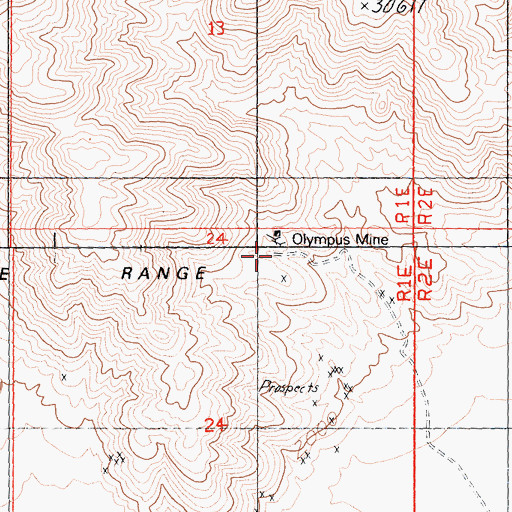 Topographic Map of Olympus Mine, CA