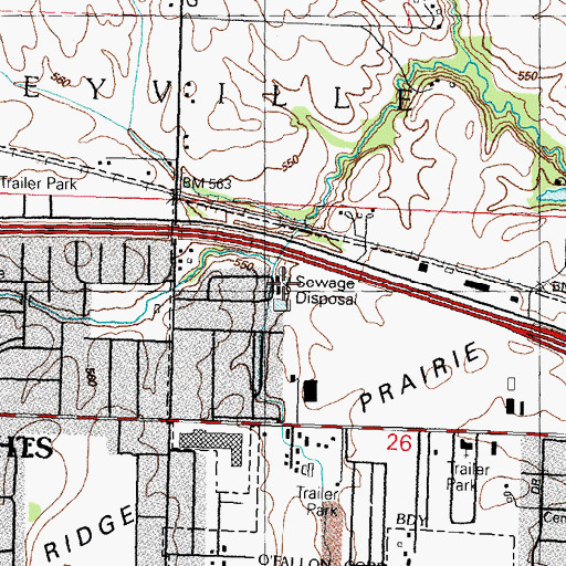 Topographic Map of Caseyville Township East Sewage Treatment Plant, IL