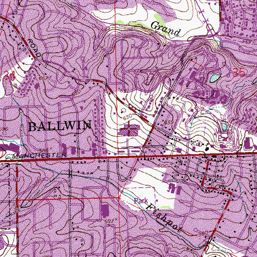Topographic Map of Central Plaza Shopping Center, MO