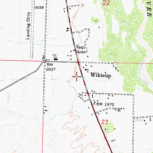 Topographic Map of Wikieup, AZ