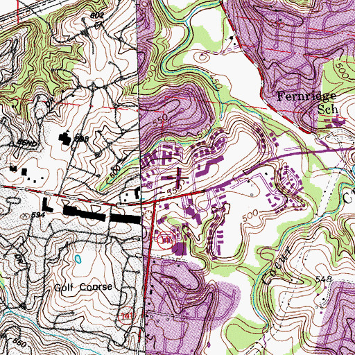 Topographic Map of Chesterfield Plaza Shopping Center, MO