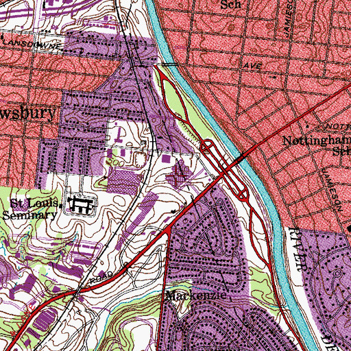 Topographic Map of Chippewa Plaza Shopping Center, MO