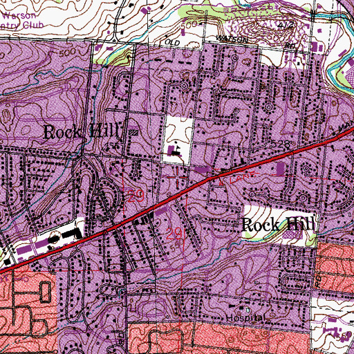 Topographic Map of Colonial Square Shopping Center, MO