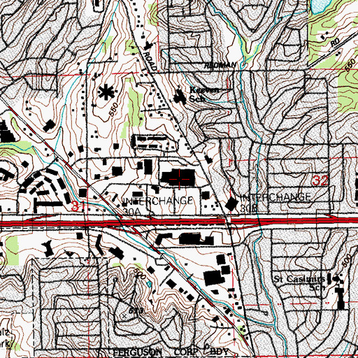Topographic Map of Crossing of Hall Ferry Shopping Center, MO