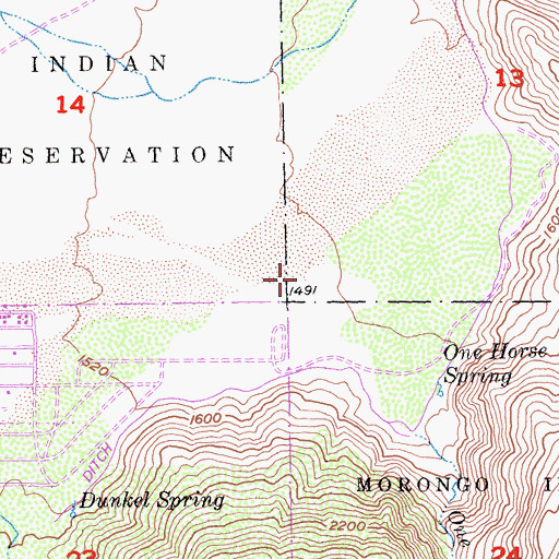 Topographic Map of One Horse Creek, CA