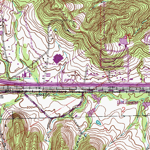 Topographic Map of Eureka Towne Center Shopping Center, MO