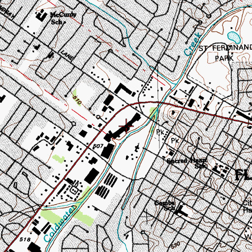 Topographic Map of Florissant Meadows Shopping Center, MO