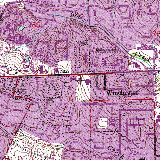 Topographic Map of Grandpas Center Shopping Center, MO