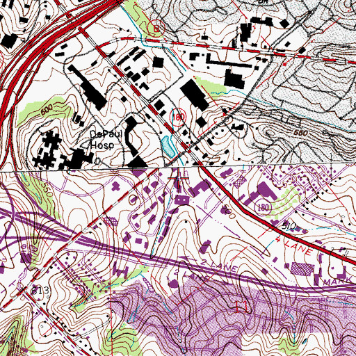 Topographic Map of Hilltop Plaza Shopping Center, MO