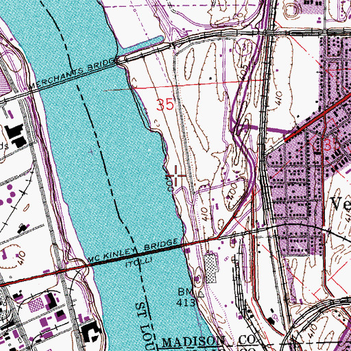 Topographic Map of Illinois Department of Transportation District 8 Venice Pumping Station, IL