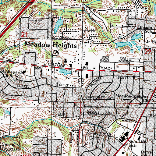 Topographic Map of Keebler Krossing Shopping Center, IL