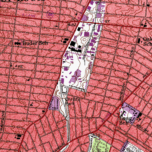 Topographic Map of Kings Highway Shopping Center, MO