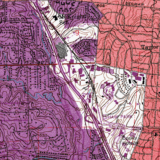 Topographic Map of Lamment Center Shopping Center, MO