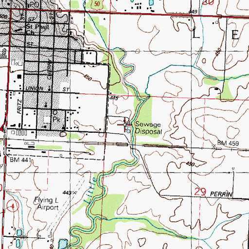 Topographic Map of Lebanon Sewage Treatment Plant, IL