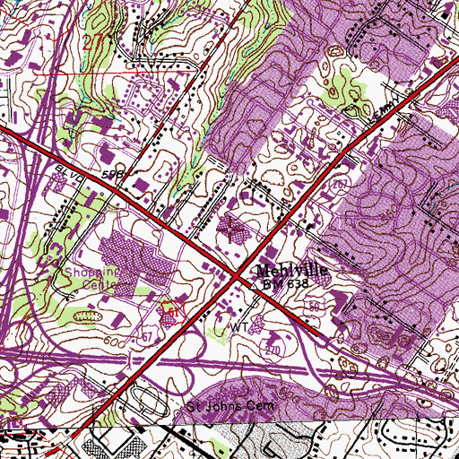 Topographic Map of Lindbergh Plaza Shopping Center, MO