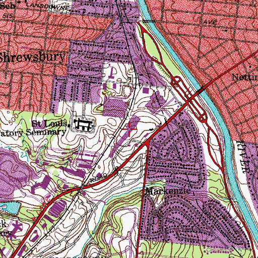 Topographic Map of MacKenzie Point Shopping Center, MO