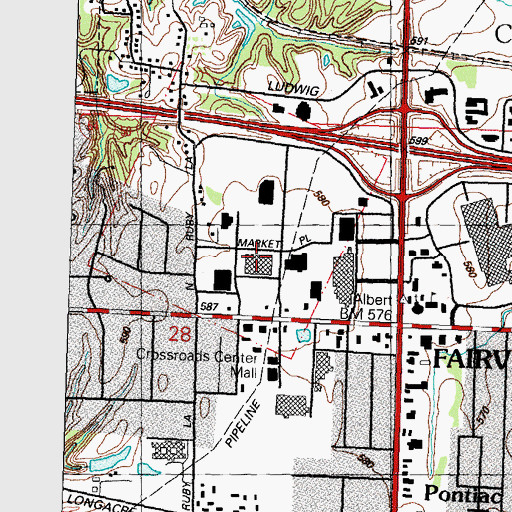 Topographic Map of Market Place Shopping Center, IL