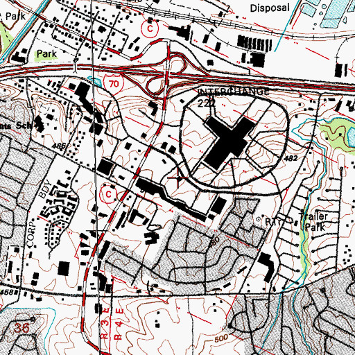 Topographic Map of Mid Rivers Center Shopping Center, MO