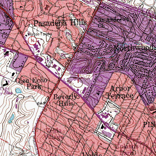 Topographic Map of North Oaks Plaza Shopping Center, MO