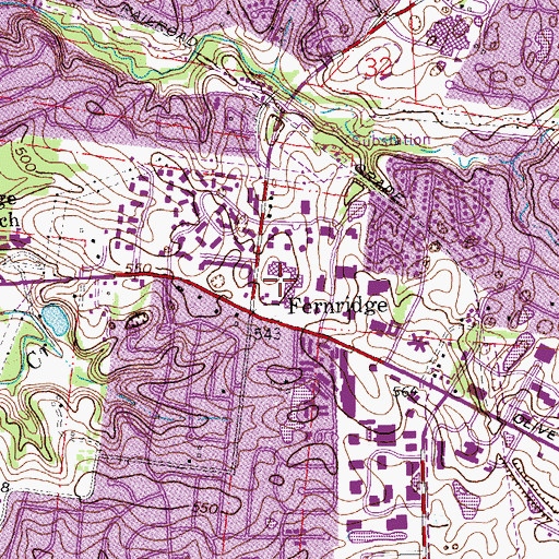 Topographic Map of Olive Arcade Plaza Shopping Center, MO