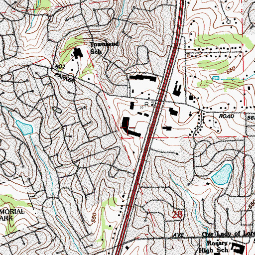 Topographic Map of Paddock Forest Shopping Center, MO