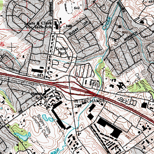Topographic Map of Regency Plaza Shopping Center, MO