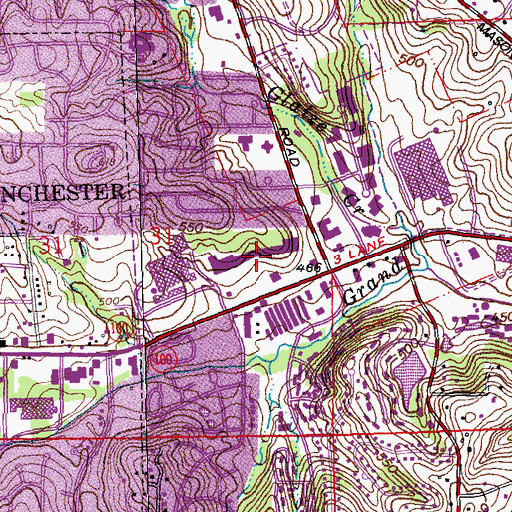 Topographic Map of Rhodes Plaza Shopping Center, MO