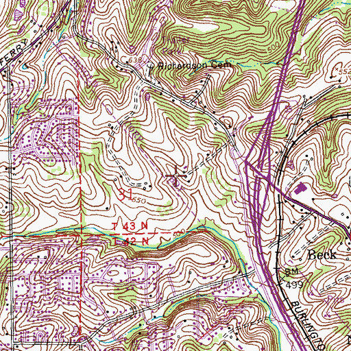 Topographic Map of Richardson Crossing Shopping Center, MO