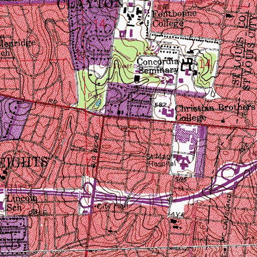 Topographic Map of Richmond Shopping Center, MO