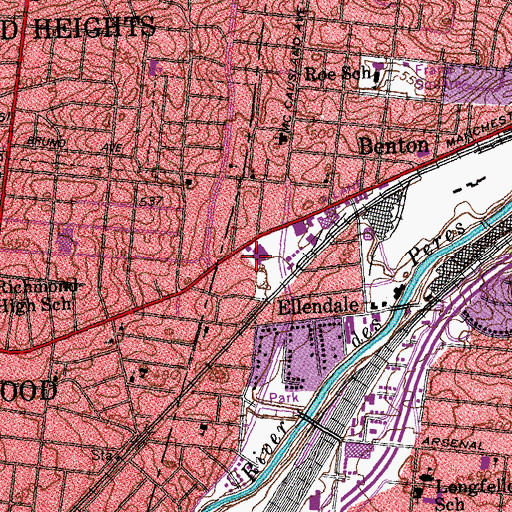 Topographic Map of Saint Louis Marketplace Shopping Center, MO