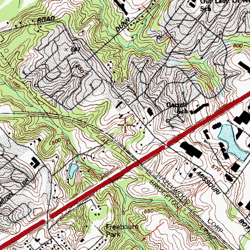 Topographic Map of Saint Louis Mills Shopping Center, MO