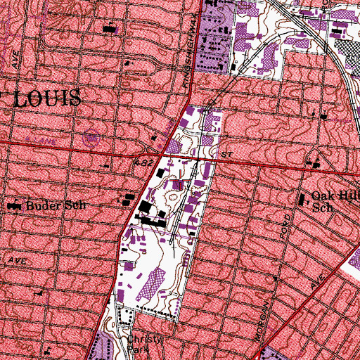Topographic Map of South Towne Plaza Shopping Center, MO