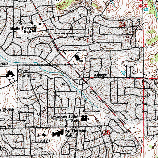Topographic Map of Strollway Shopping Center, MO