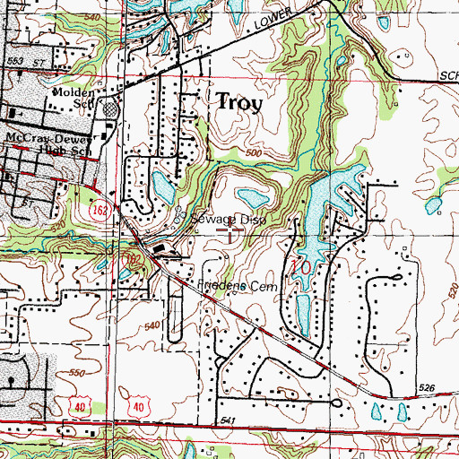 Topographic Map of Troy Sewage Treatment Plant, IL