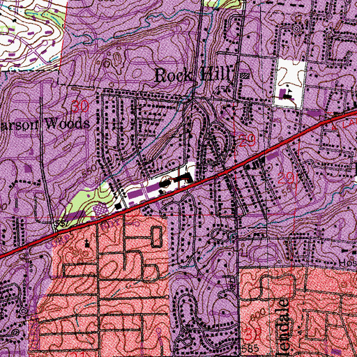 Topographic Map of Warson Woods Center Shopping Center, MO