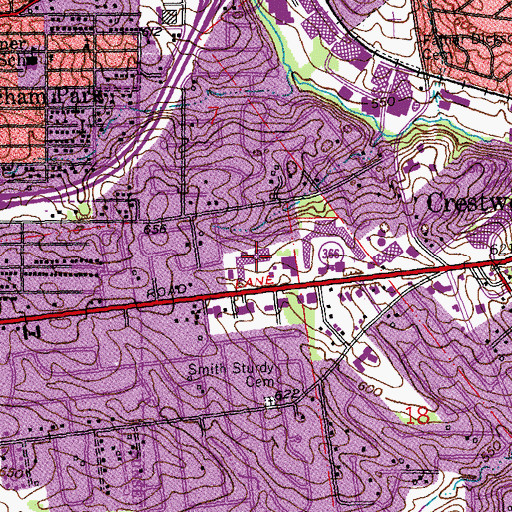 Topographic Map of Watson Plaza Shopping Center, MO